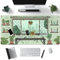 Schreibtischunterlage mit grüner Pflanze, niedliche schwarze Katze, Kawaii-Schreibtischmatte, Anime, großes Gaming-Mauspad, Pixel-Stil, XXL (80 x 40 cm), für Schreibtisch, Mauspad, Computer, Büro,