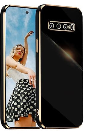 Kaywzo Hülle für Samsung Galaxy S10 Plus,TPU Galvanisiertes Stoßfeste Handyhülle,Glänzend Spiegel Kratzfeste Schutzhülle,Ultra Dünn Silikon Cover Case,Schwarz