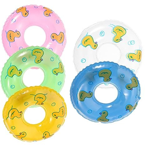 Amosfun 5st Entenschwimmring Aufblasbare Mini-schwimmschlauch Puppen-rettungsring Simulierter Schwimmring Puppenhaus-schwimmringe Kleine Schwimmringe PVC Lieferungen Ob11 Kleine Ente