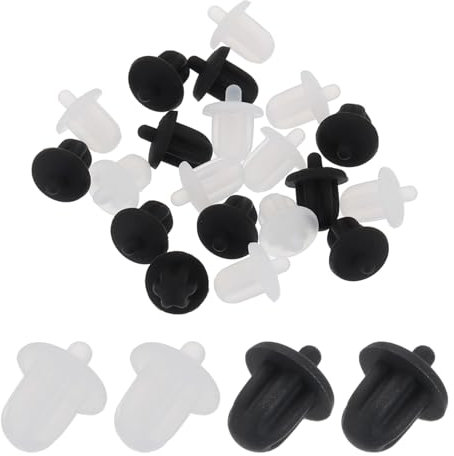 sourcing map 20 Stück 6,35 mm Audio-Klinkenstecker-Port-Abdeckung PC DVD Mikrofonsteckerkappen Silikon-Schutz, Schwarz/Klar