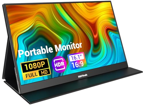 WIAONE HotYeah Portable Monitor, 16.1in 1080P FHD Laptop Monitor USB-C HDMI External Computer Display HDR IPS Gaming Monitor w/Smart Cover & Speaker, 2nd Screen for PC Mac Phone Switch PS5