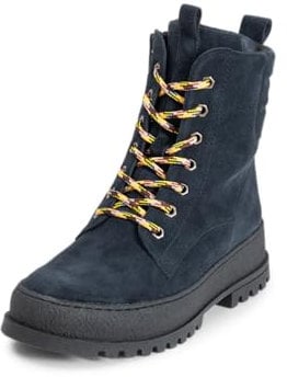 VITAFORM Stiefeletten Damen Gefüttert - Warme Damen Stiefel aus weichem Veloursleder - Lammfell-Gefüttert für den Winter blau 40