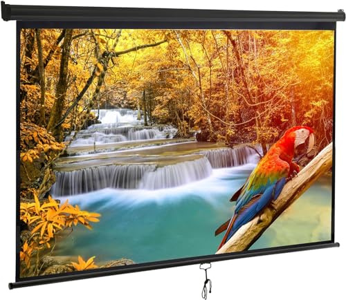 Saicool Projector Screen 100 Inch - 16:9 HD Portable Manual Pull Down Projector Screen,Wall/Ceiling Mounted Retractable Widescreen for Home Theater Cinema Office Movie TV Game,Black