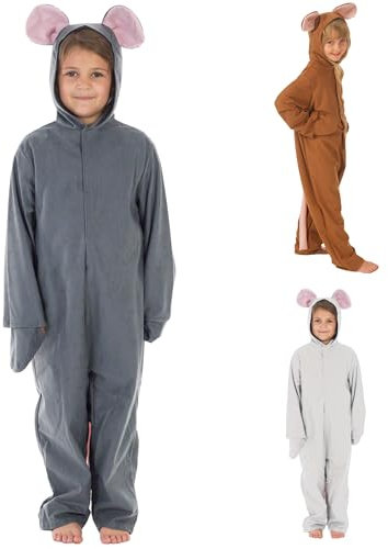 Charlie Crow Mouse Costume for kids Grey, Brown and White | Four Sizes | 3-11 Years (Grey 9-11 Yrs)