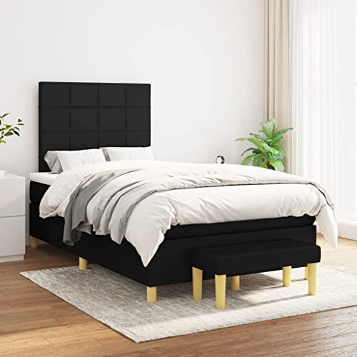 AJSEOYBS Bed Frame,Bettlattenrost,Plattformbett,Boxspringbett mit Matratze Schwarz 120x200 cm StoffGeräuschlos, einfache Installation, geeignet für Schlafzimmer