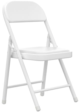 PIPIPOXER PU Klappstuhl 1er Set Klappstühle Starker Metallrahmen Campingstuhl Faltbarer Stuhl Bürostuhl Platzsparender Schreibtischstuhl für Home Office, Gästezimmer, Konferenzraum, Weiß