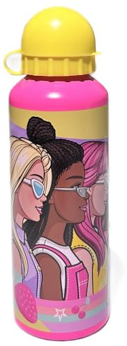 CARTOON Borraccia per bambini in alluminio Barbie bottiglia da 500 ml con beccuccio