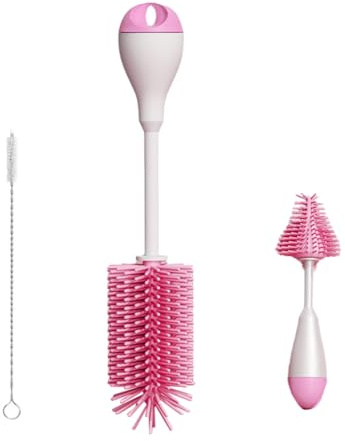 Decqerbe Embout de nettoyage en silicone pour goupillon, pour nettoyer les récipients à goulot étroit, rose