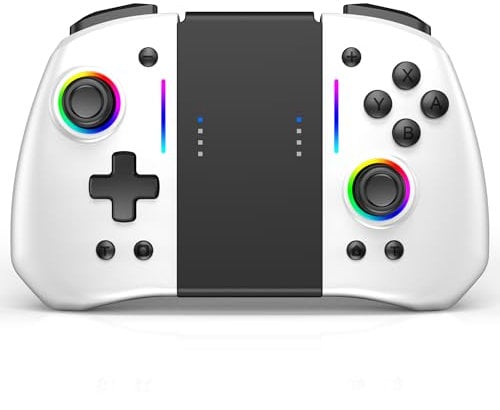 Switch Controller for Nintendo Switch Controller, Wireless Switch Pro Controller for Joycon, Handheld Switch OLED Grip Remote with 8 RGB Colors, Adjustable TURBO, Dual Motor Vibration, Back Button