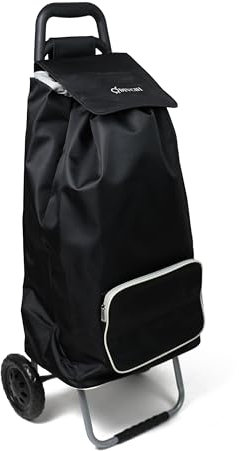 DIVCHI Shopping Trolley With 2 Wheels Foldable Heavy Duty Collapsible Shopping Cart | Grocery Trolleys | Utility Carts | Pull Along Trolley | Storage Cart (Black)