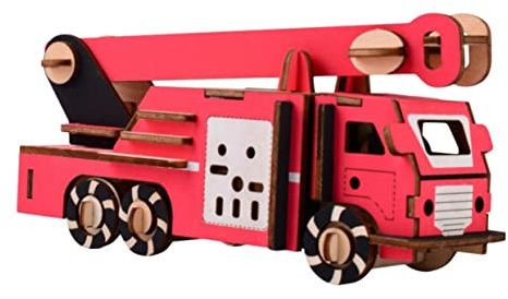 KOMBIUDA Holzpuzzle Feuerwehr Für Junge Mädchen Modellbausatz Für Kreative Bastelstunden Pädagogisches Spielzeug Konzentration Und Motorik Für Jungen Und Mädchen