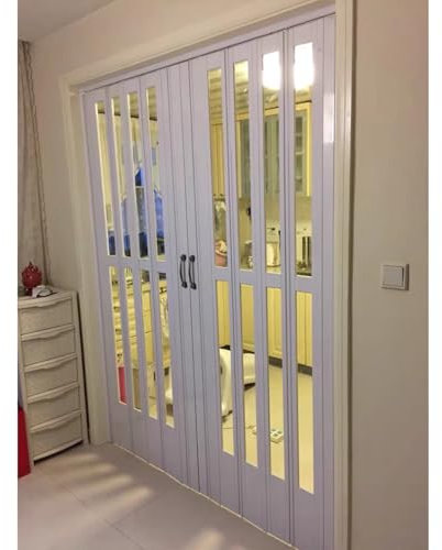 Puertas abatibles Puertas Dobles Plegables con Tiradores/ Cristal/ Tornillos, Puertas Bifold para Salón/ Ático/ Sótano/ Almacén, Puerta de Acordeón Interior para Separadores de Habitaciones(26x60in(66