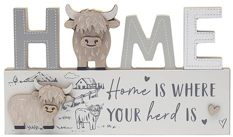 Lesser & Pavey Love & Affection Highland Cow Home Standing Wooden Plaque | Standing wooden plaque, Highland Cow, home theme