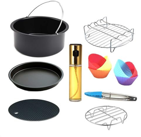 Heißluftfritteuse Zubehör 8 STÜCKE Heißluftfritteuse Zubehör Airfryer Zubehör Set 16/18 Cm Für 2,3 L Bis 2.3L-3.2L/ 3.5L-4.5L, Zubehör Für Heißluftfritteusen