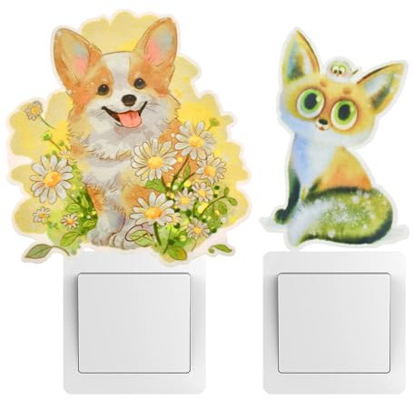 Pegatinas para interruptores de luz eléctrica, pegatinas para paredes de animales encantadores, pegatinas para paredes de baño