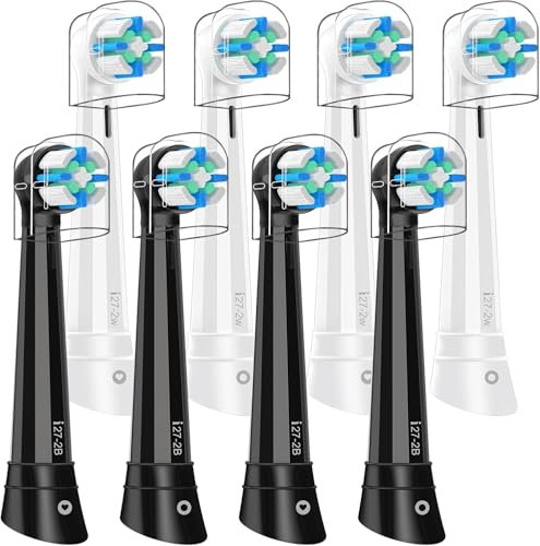IO Ersatzköpfe kompatibel mit Oral B IO 2/3/4/5/6/7/8/9/10 Serie Elektrische Zahnbürstenköpfe, kompatibel mit Oral B iO, weiche Borsten für Zahnfleischpflege, Schwarz/Weiß