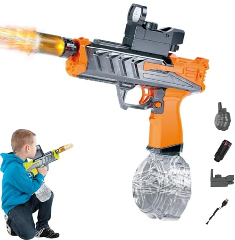 Automatische Wasserpistole Elektrisch mit Licht, Wasserpistole Elektrisch für Erwachsene und Kinder, Große Kapazität Wasser Pistole Max Range 32ft für Strandpool Wasserspaß Spielzeug (Orange)