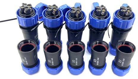 5 Stücke Anschlussstecker Luftfahrtstecker SP21 4 Polig, IP68 4 Pin Lötfreier Aviation-Stecker Wasserdichter Luftfahrtstecker für Außenlampen Verwendet 500V 30A (12AWG Kabel Schraub-Crimp)