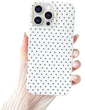 SmoBea for iPhone 16 Pro Max Case Cute Polka Dot Phone, Beautiful and Stylish, Soft and Slim TPU Shockproof Protective Case for Women Girls,White