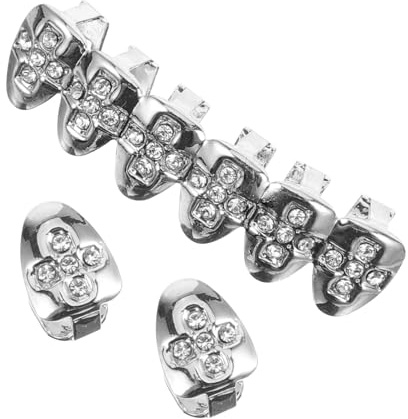 VERDANVERSE Hip Hop Grills Metall Zähne Schmuck Decorative Brace für Ready To Wear Komfortabel Stabile Passform Party Cosplay Zubehör für Männer Frauen Robustes Material