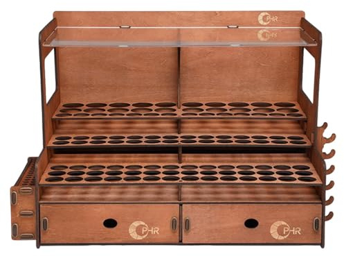 LeeQinersw Organizador de Pinturas con Portapinceles Integrado Soporte Vertical para Materiales Artísticos Cajonera para Papelería Mango Especial para Miniaturas, 104 Hoyos