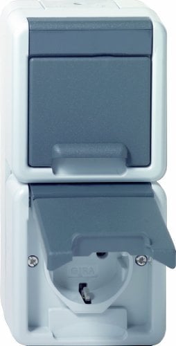 Gira 78030 Doppelsteckdose SCHUKO 078030 senkr. WG AP grau, 250 V