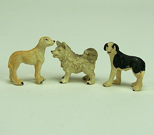 Krippenfiguren Hunde Satz. 3 Teile. Polyresin, handbemalt. 3 cm