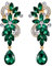 Clearine Boucles d'Oreilles Clip Pendentif Femme Forme Fleur Goutte d'Eau Style Bohême Bijou Mariage Cadeau Cristal Strass Ton d'Or Émeraude