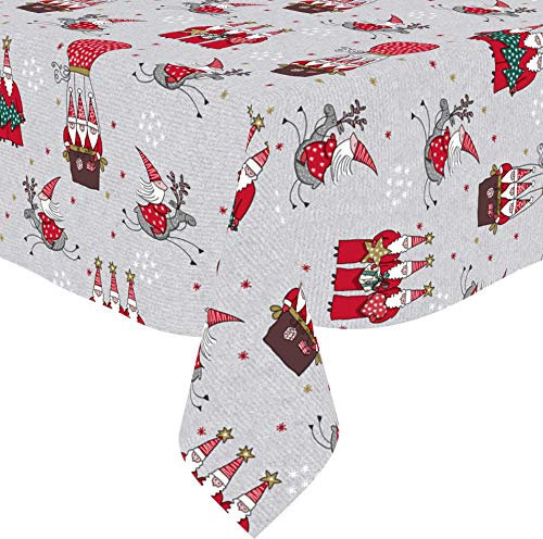 Karina Home Santa Lapland Christmas PVC Wipe Clean Tablecloth (Silver Grey, 200cm x 140cm)