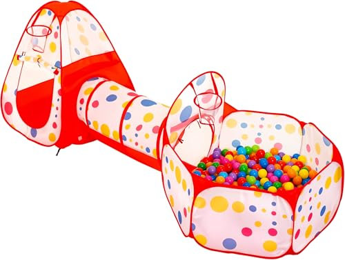 NUBUNI 3 en 1 Tienda Campaña Infantil | Piscina de Bolas | Casita Infantil | Tunel Juego Infantil | Plegable Parque Bolas Infantil | Jardín Exterior Interior Casitas Tela Tipi B (Bolas NO Incluidas)