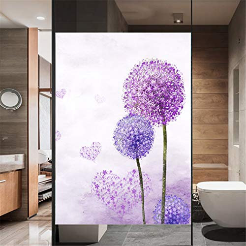 Fensterfolie, Privatsphäre, nicht klebend, mattiert, statisch haftend, schöne Pusteblumen-Aufkleber, für Glastüren, 60 x 90 cm