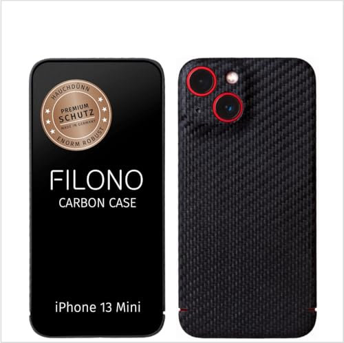 FILONO Carbon Hülle iPhone 13 Mini Ultra dünn | Made in Germany | mit Kamera-Schutz