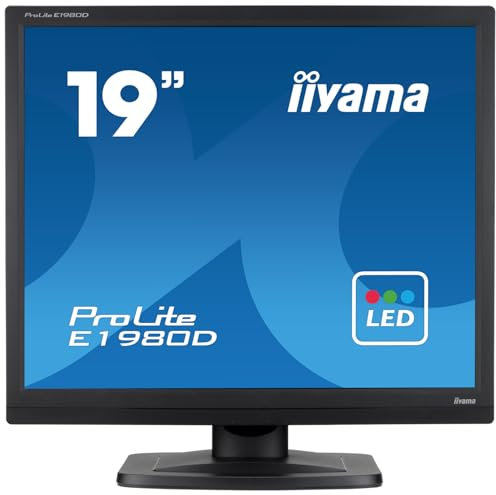 iiyama ProLiteE1980D-B1 48cm (19') Monitor, LED, 1280x1024 Resolution, 5ms Response Time, VESA Mount, Key Lock Feature, (VGA, DVI, SXGA), Black