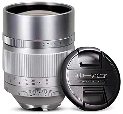 Mitakon Speedmaster Objectif Full Frame 90 mm F1.5 pour appareil photo Leica M Argenté