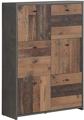 Newroom Kommode Betonoptik Sideboard Modern Industrial - 77,1x112,5x29,6 cm (BxHxT) - Highboard Anrichte - [Arcona.Five] Wohnzimmer Wohnstube Büro