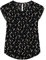 TASAMO Woman Shirts Basic Chiffon Round Neck Keyhole Back Pleated Casual Cap Sleeves Tee(Medium, Leaves- Black)