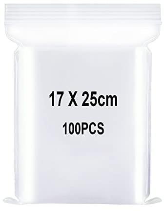 Resealable Clear Plastic Bags, Sealed Bag, Storage Bag, Press Seal Bags, Thickening and Durable, Apply to Kitchen, Office Supplies, Stationery Storage ect. 6.7x9.8(17x25cm) 100PCS