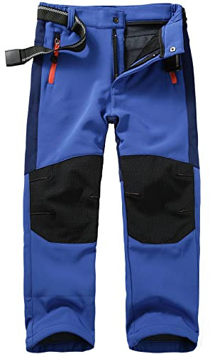 yeyity Kinder Softshellhose Skihose Gefüttert Cargohose Wasserdicht Thermohose Jungen Mädchen Schneehose Winter Outdoorhose Wanderhose(16010,Dark Blue,XL)
