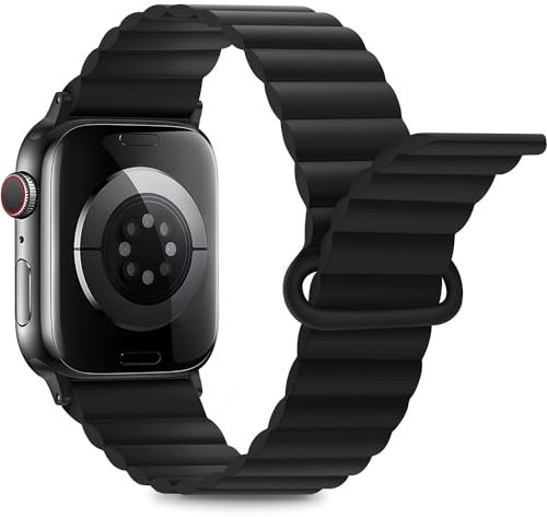 Anlinser Compatibile con Cinturino Apple Watch 49mm 46mm 45mm 44mm 42mm 41mm 40mm, Cinturini Magnetici Ricambio Silicone con Passante per iWatch Ultra 2 Serie 10/9/8/7-1 SE (49/46/45/44, Nero)