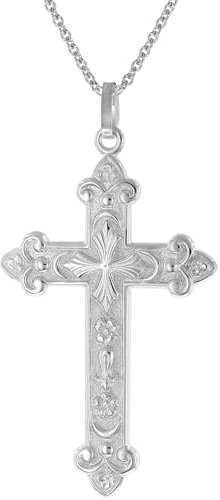 trendor Herren-Kette mit orthodoxem Kreuz Anhänger 45 mm 925 Silber zeitloser Halsschmuck aus Sterlingsilber für Männer, elegante Geschenkidee, 41388-50 50 cm