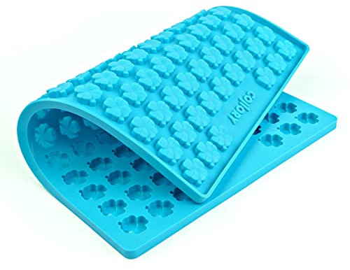 Collory Backmatte Hundekekse, Leckerlis in KLEEBLATT Form, Silikon Backform, Hitzebeständig, Lebensmittelecht & Bpa-frei (Medium Kleeblätter (2,4 cm), Türkis)