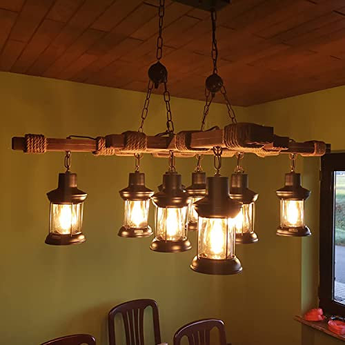 TMKOO E27 Hängeleuchte Pendelleuchte Hängelampe pendellampe esstisch Holz rustikal dimmbar Vintage höhenverstellbar esszimmer Glas Lampenschirm Arbeitszimmer Wohnzimmer Küche Esszimmer Bar Cafe