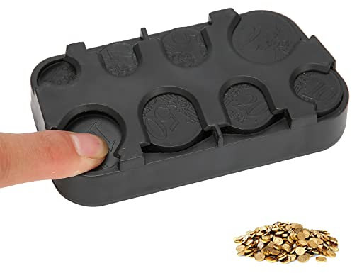 Porte Monnaie de Voiture, Organiseur de Pièces de Voiture Portable Rectangle Boîte de Rangement pour Pièces de Monnaie en Euros Porte Monnaie Intérieur de Voiture Petit Trieur d'argent