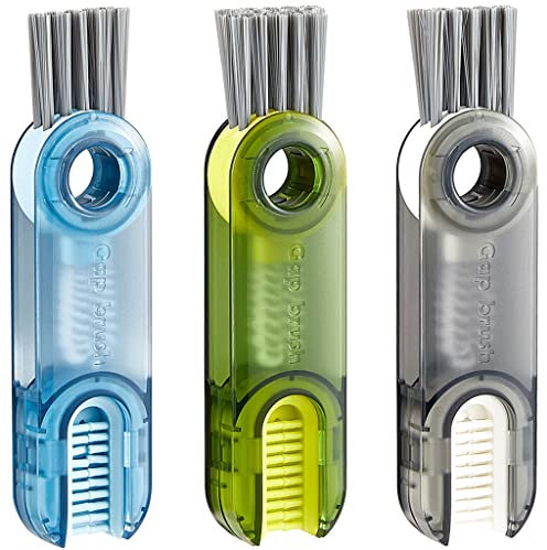 3 in 1 Winzige Reinigungsbürste, 3 Pack Tassendeckel Reiniger Bürsten Set Mini Multifunktionale Fugendüse Reinigungsbürste für die Reinigung von Babyflaschen, Schmalhalsflasche, Tumbler, Glasvase