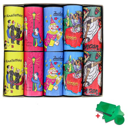 AKTIVHANDEL 10-teiliges Jugendfeuerwerk Set mit Tischfeuerwerk Indoor Feuerwerk, Kinder Knaller, für Silvester Hochzeit Geburtstag, Kat F1 inkl. Einkaufswagenchip