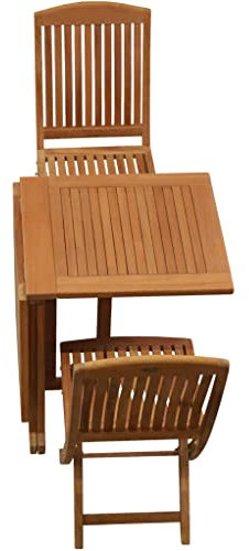 Kai Wiechmann Teak Sitzgruppe 2 Klappstühle 1 Balkontisch klappbar 120 x 60 cm Premium