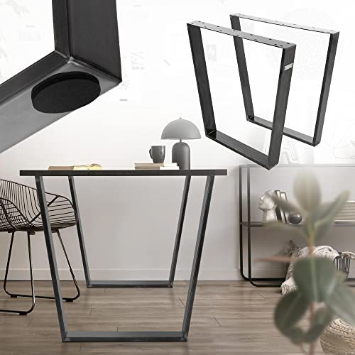 ML-Design 2er Set Tischbeine Trapez 75x72 cm, V-Form, Industrial, Profil 8x2 cm, Stahl pulverbeschichtet, geneigt, Industriedesign, Metall Tischgestell Esstisch Tischkufen Tischuntergestell Möbelfüße