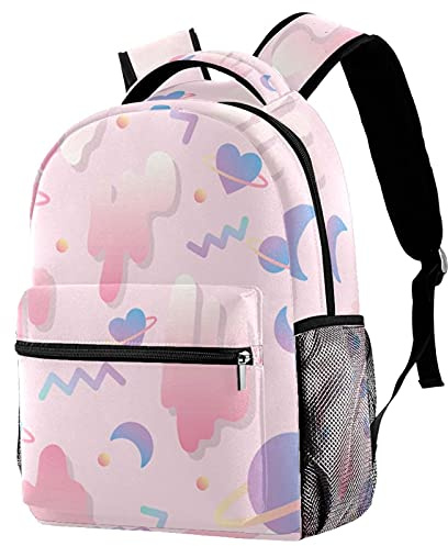 Lsjuee Business-Laptop-Rucksack, Outdoor-Sport-Rucksack, Girly Love Graffiti Planet Pink, Schul-Umhängetasche für Jungen und Mädchen