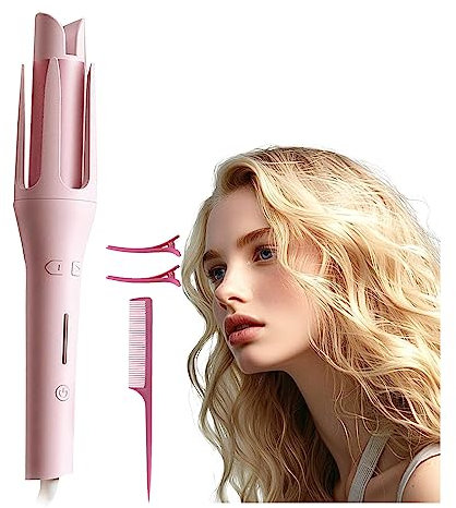 Curling Wand, 1.25 Inch Automatic Hair Curler, with 4 Temperatures Produces Loose Curls Hair Curler,Pink