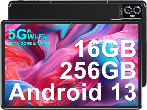 FACETEL Tablette Android 13 Tablette 11 Pouces 16Go RAM+256Go ROM (TF 1To) 2K 2000x1200 FHD Tablette Octa-Core 2.0 GHz丨2.4G+5G WiFi丨8600mAh丨5MP+13MP丨Bluetooth5.0丨Tablette Tactile avec étui-Noir